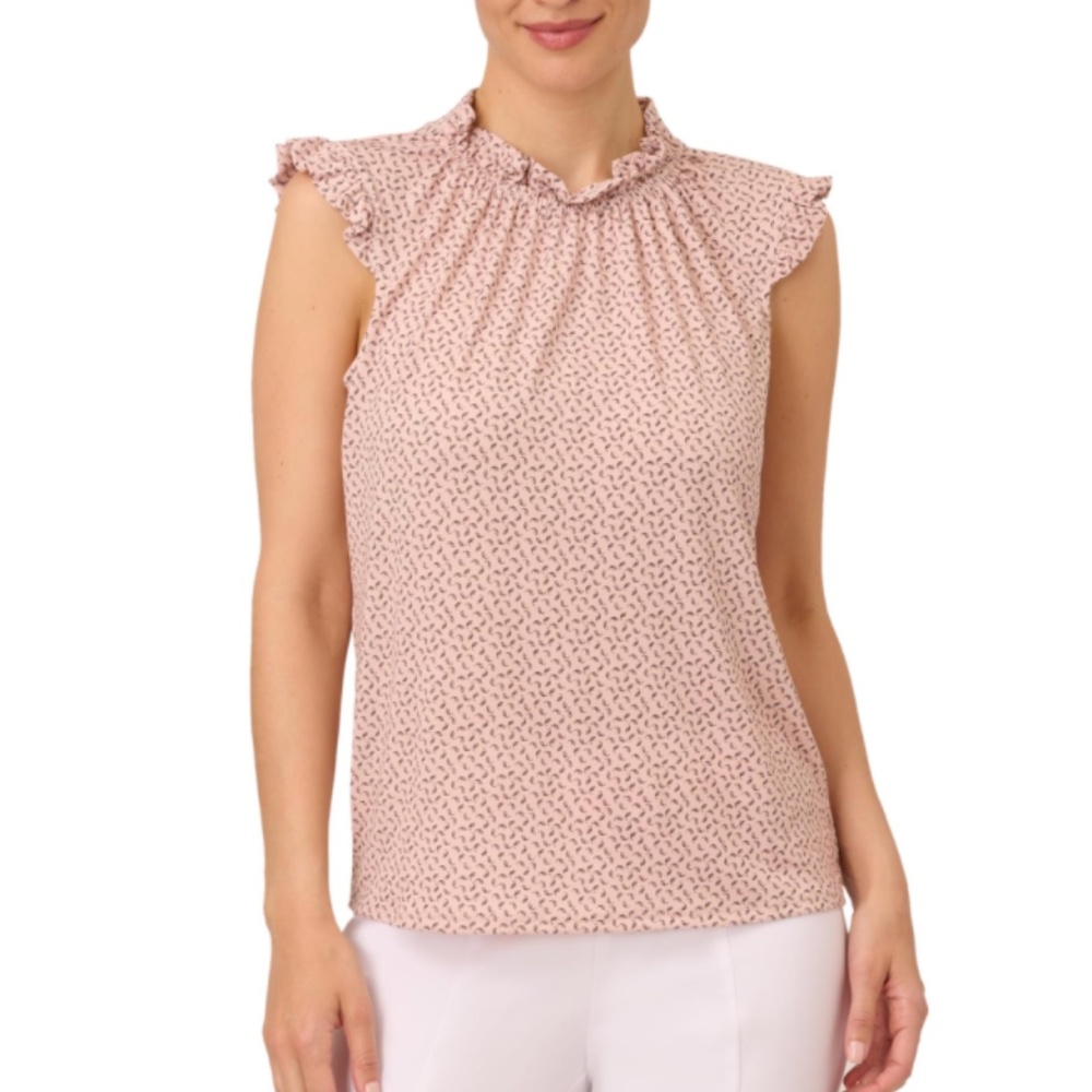 Adrianna Papell Womens Ruffle Mock Neck Tank NWT